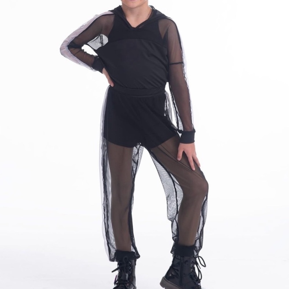 Kids Black Hip hop mesh Costume